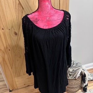 Black Women's Dress with Lace Sleeves